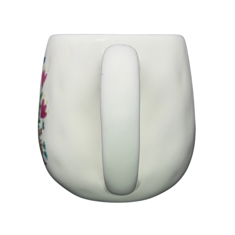 Letter 'J' Monogram Initial Cup Of Happy Mug Natural Life with a colorful floral design