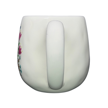Letter 'J' Monogram Initial Cup Of Happy Mug Natural Life with a colorful floral design