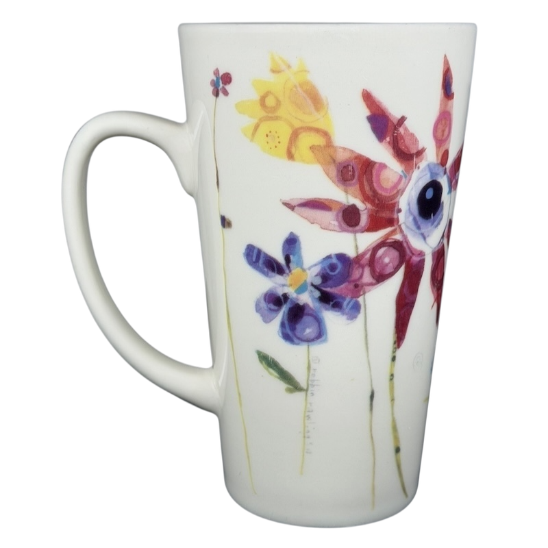 Natural Life Life is Good mug featuring vibrant floral designs in various colors for cheerful morning coffee