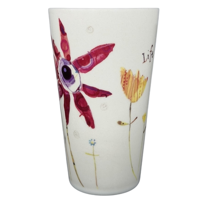 Natural Life Life is Good mug featuring colorful floral designs for a cheerful coffee experience