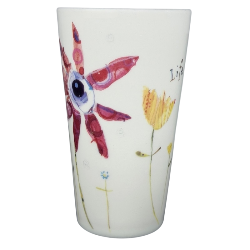 Natural Life Life is Good mug featuring vibrant floral designs for a cheerful drinkware option