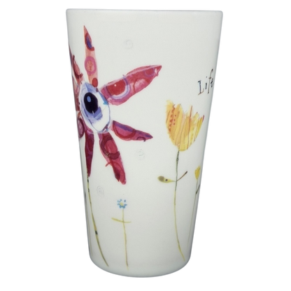 Natural Life Life is Good mug featuring vibrant floral designs for a cheerful drinkware option