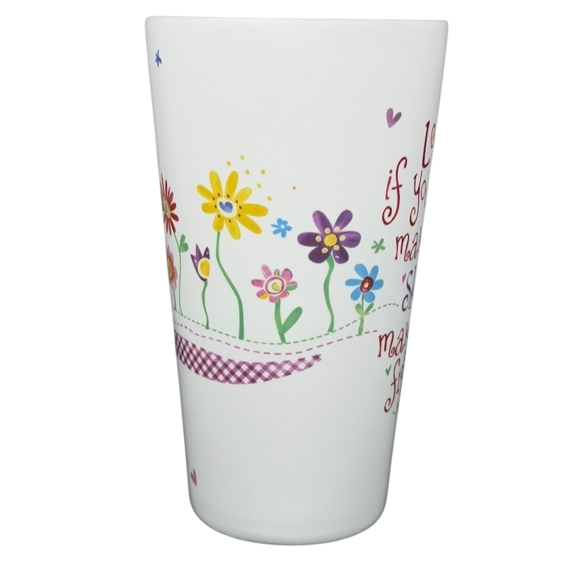 Natural Life Lord if you can't make me skinny mug with colorful flowers and inspirational text