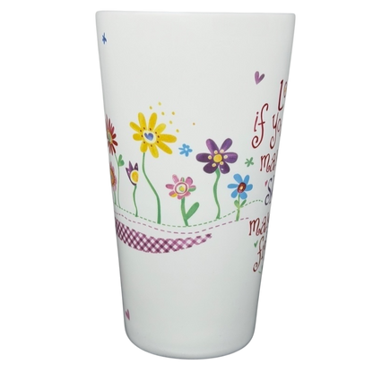 Natural Life Lord if you can't make me skinny mug with colorful flowers and inspirational text