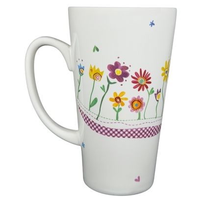 Natural Life Lord if you can't make me skinny mug featuring colorful flower designs on a white background