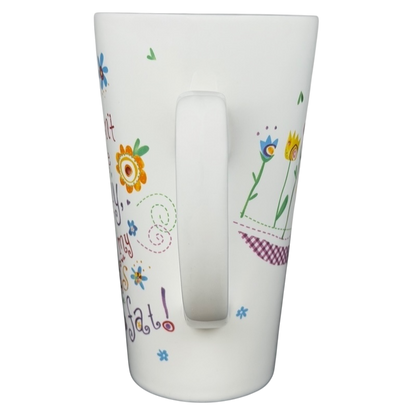 Natural Life Lord if you can't make me skinny mug with colorful floral design and playful text
