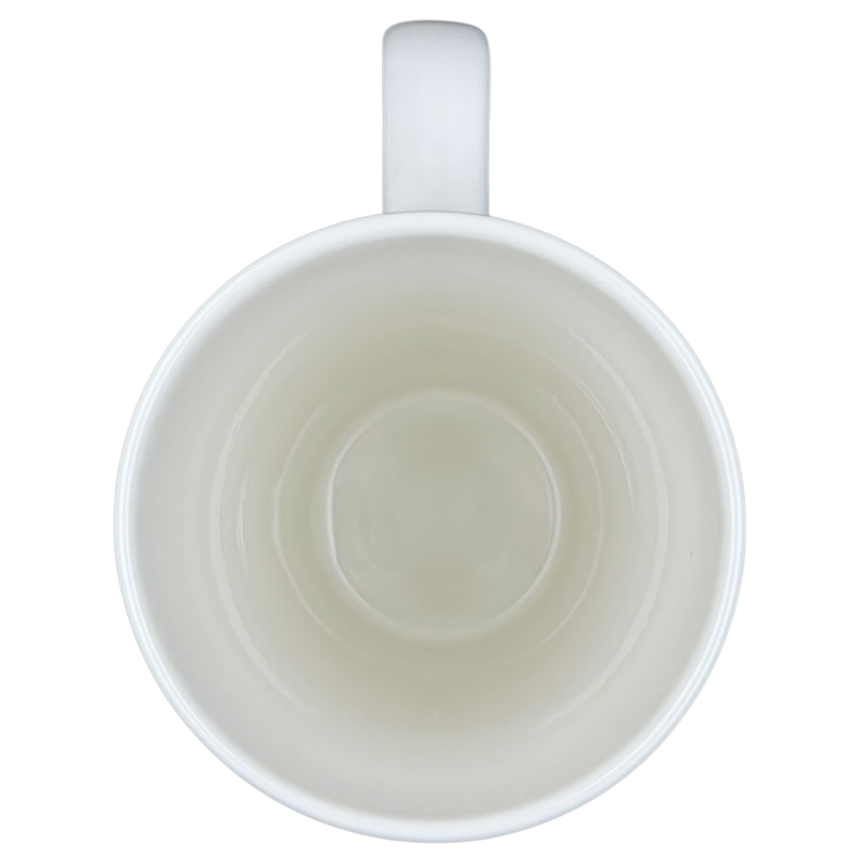 Inside view of a Natural Life Lord if you can't make me skinny mug in a clean white finish