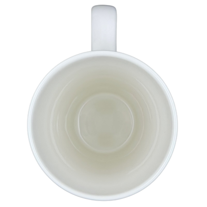 Inside view of a Natural Life Lord if you can't make me skinny mug in a clean white finish