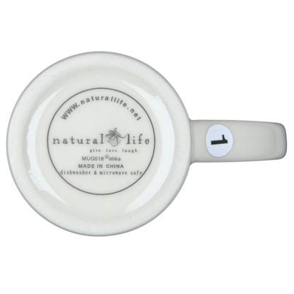 Natural Life mother is a friend mug in white with a simple design for your favorite beverages