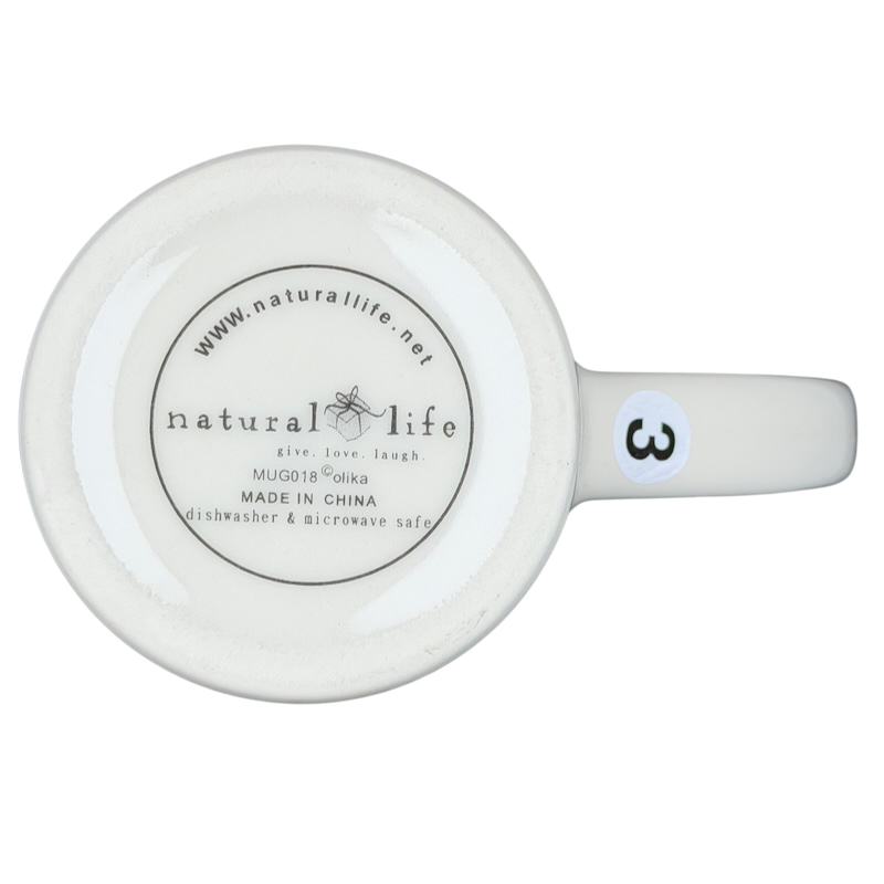 Natural Life mother is a friend mug with a white design and safe for dishwasher and microwave use