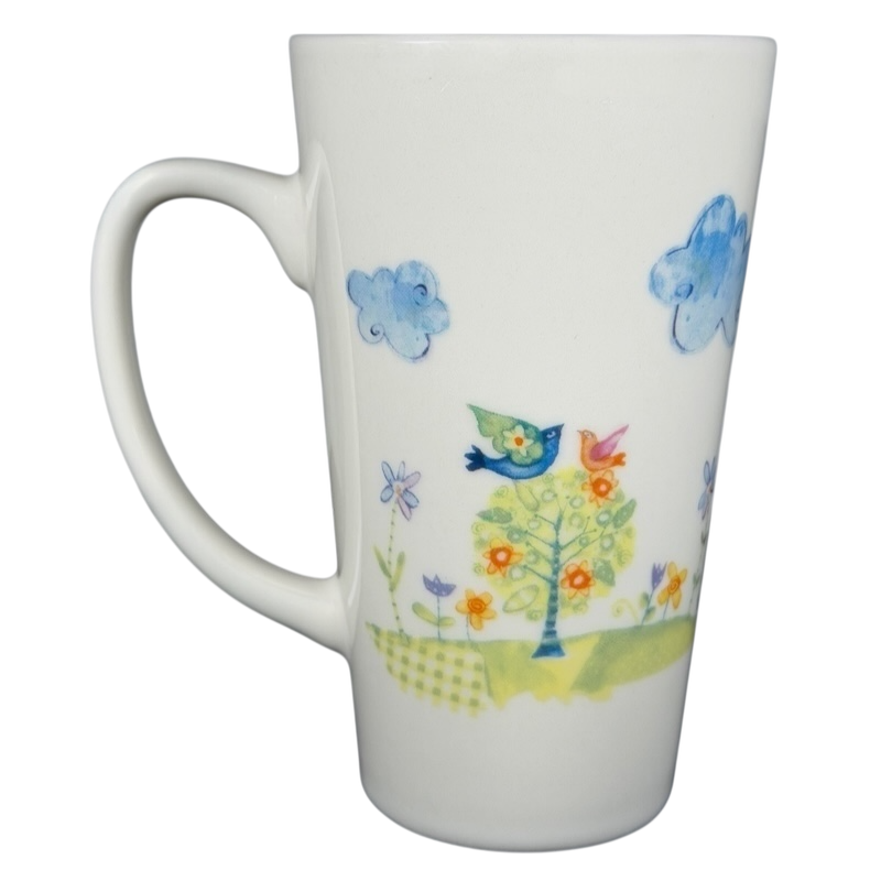 Natural Life mother is a friend mug featuring vibrant flowers and birds in a playful design