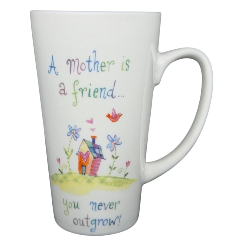 Natural Life mother is a friend mug with colorful flowers and playful text design