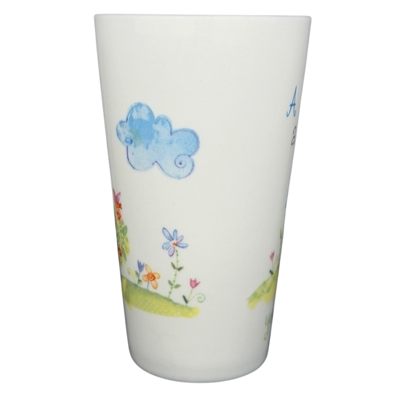 Natural Life mother is a friend mug with whimsical floral and cloud design for cheerful beverages