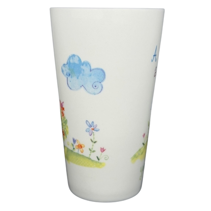 Natural Life mother is a friend mug with whimsical floral and cloud design for cheerful beverages