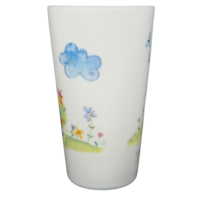Natural Life mother is a friend mug with colorful flowers and whimsical clouds design for everyday use