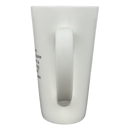 White tall ceramic mug with handle and printed phrase visible perfect world Natural Life cat mug