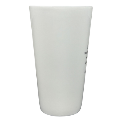 White tall ceramic perfect world Natural Life cat mug with printed phrase and tapered silhouette