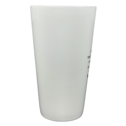 White tall ceramic perfect world Natural Life cat mug shown front view with plain side on black background