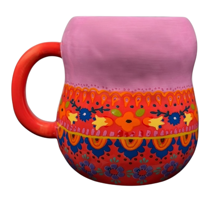 Colorful Russian Matryoshka Nesting Doll Mug Natural Life with floral designs and a vibrant handle