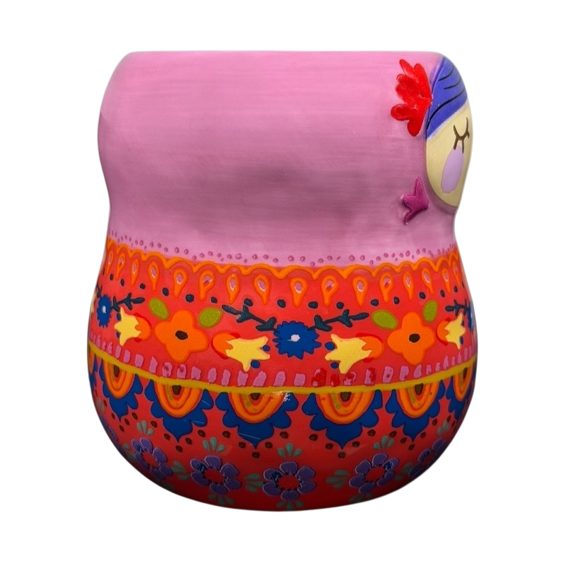 Colorful Russian Matryoshka Nesting Doll Mug Natural Life with floral patterns and playful design