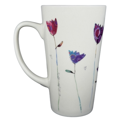 Natural Life Sisters Are Friends Forever mug with colorful flower designs on a white background