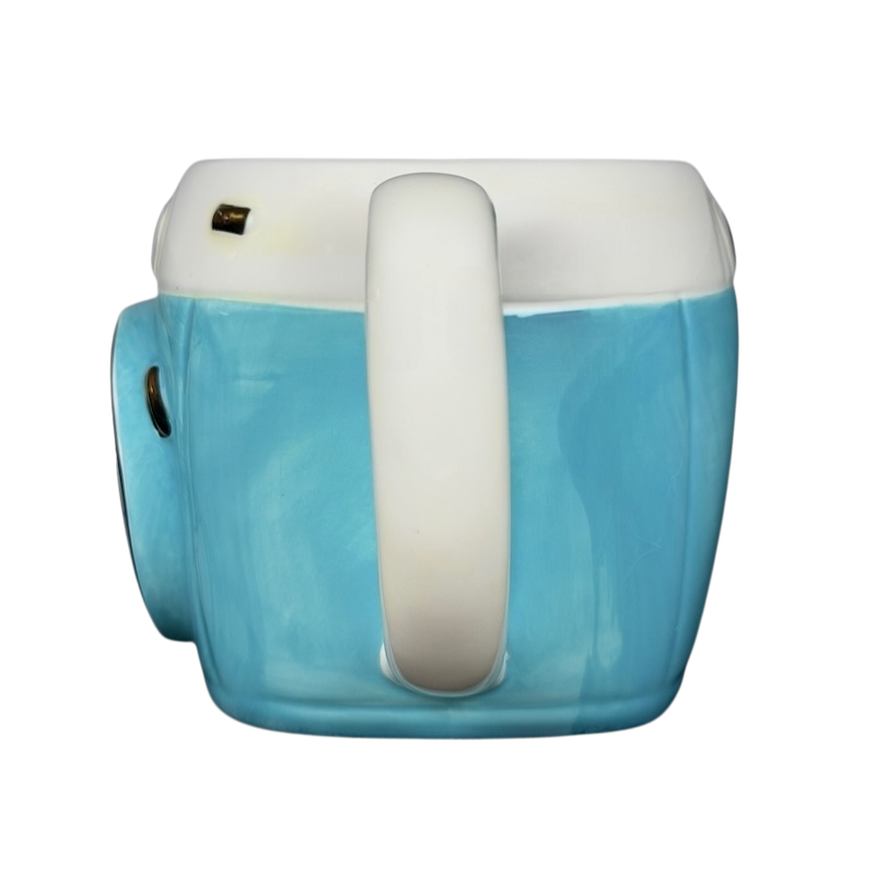 Natural Life Stop Smile Breathe Life Is Beautiful retro camera mug in blue with a unique design