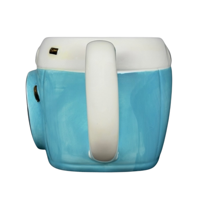 Natural Life Stop Smile Breathe Life Is Beautiful retro camera mug in blue with a unique design