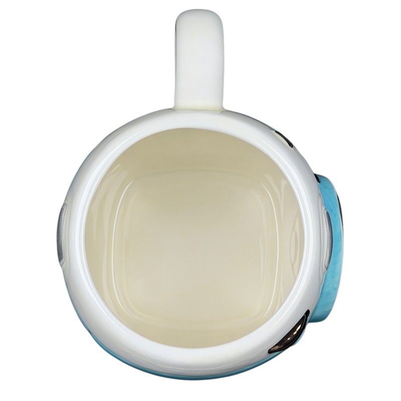 Top view of Natural Life Stop Smile Breathe Life Is Beautiful retro camera mug in a vibrant design