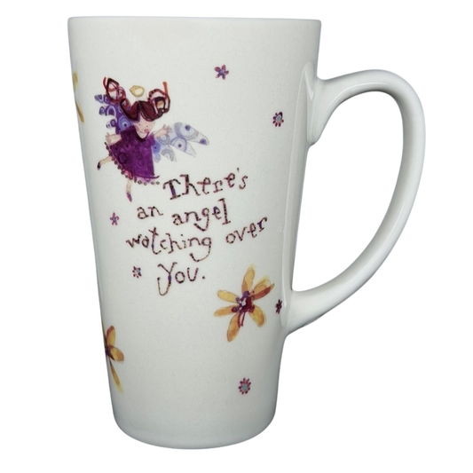 Natural Life There's an Angel Watching Over You mug featuring whimsical design and flowers