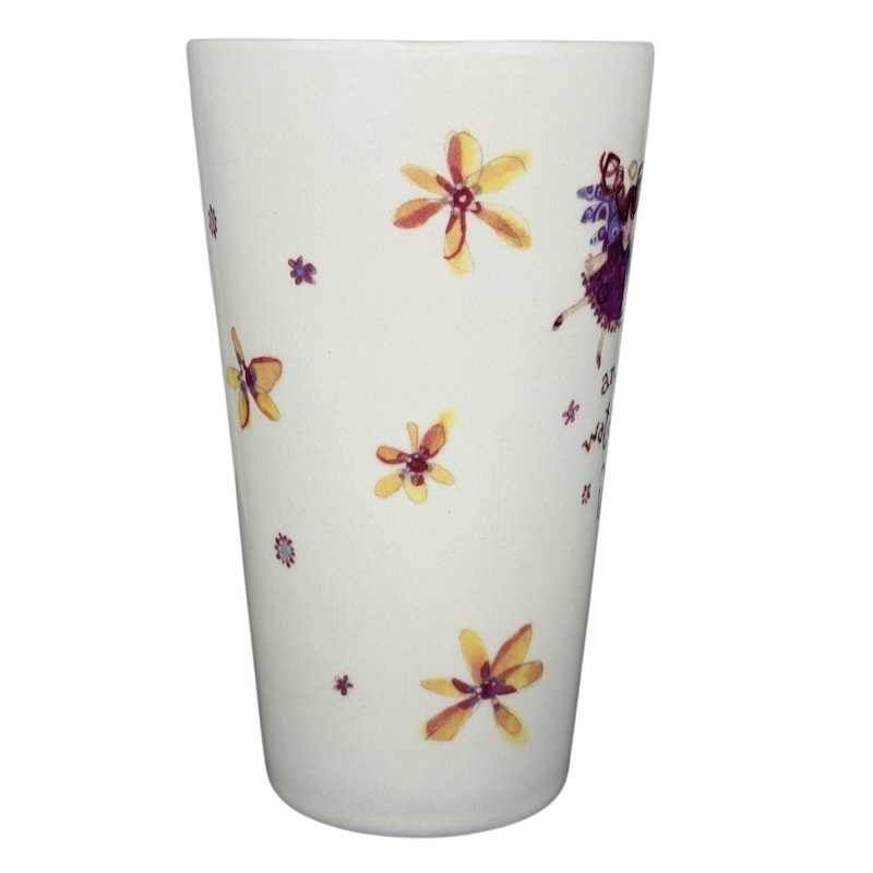 Natural Life There's an Angel Watching Over You mug with floral design and whimsical fairy illustration