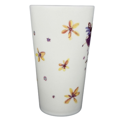 Natural Life There's an Angel Watching Over You mug with colorful flower designs and whimsical graphics