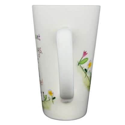 Natural Life When I Count My Blessings mug featuring colorful floral designs and inspirational text