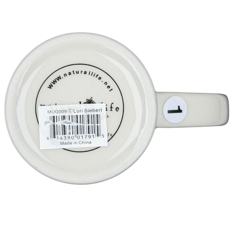 Bottom view of Natural Life When I Count My Blessings mug showcasing the brand logo and product details