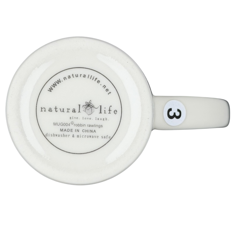 Natural Life work like you don't need the money mug with a simple white design and sturdy handle