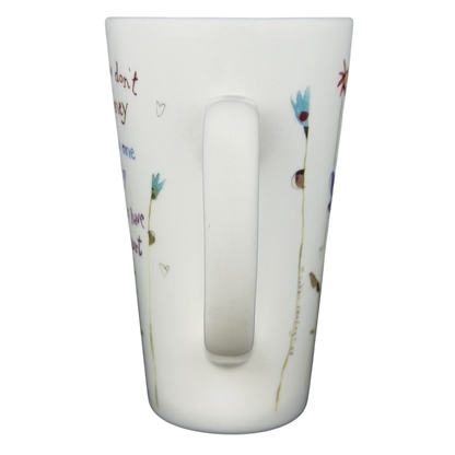 Natural Life work like you don't need the money mug with colorful floral designs and inspirational text