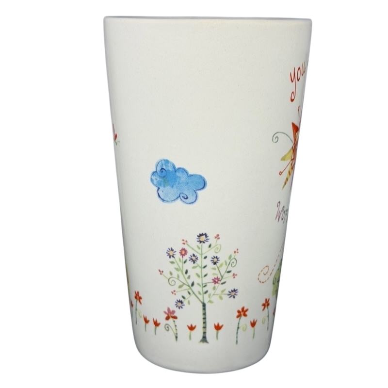 Natural Life You Mean The World To Me mug with colorful floral design and inspirational text