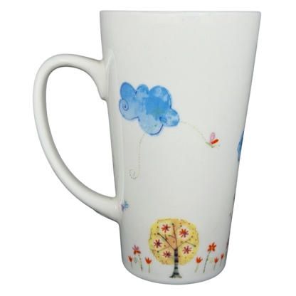 Natural Life You Mean The World To Me mug with colorful floral and cloud design