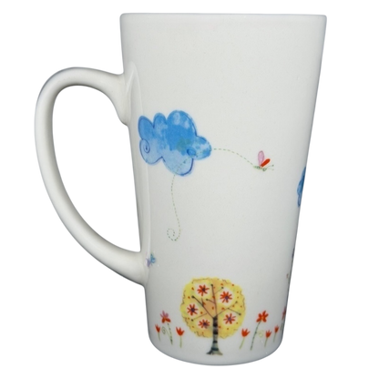 Natural Life You Mean The World To Me mug with colorful clouds and trees design