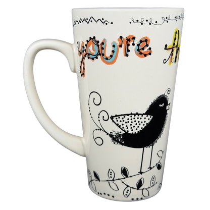 Natural Life You're the Friend Everyone Wishes They Had mug with colorful lettering and bird design