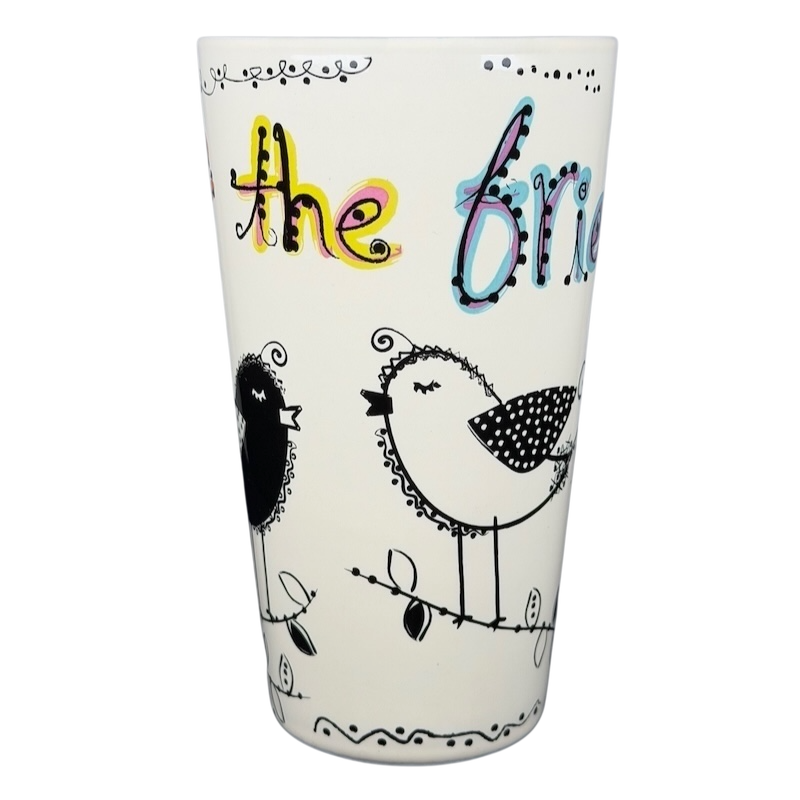 Natural Life You're the Friend Everyone Wishes They Had mug with colorful bird designs and whimsical lettering
