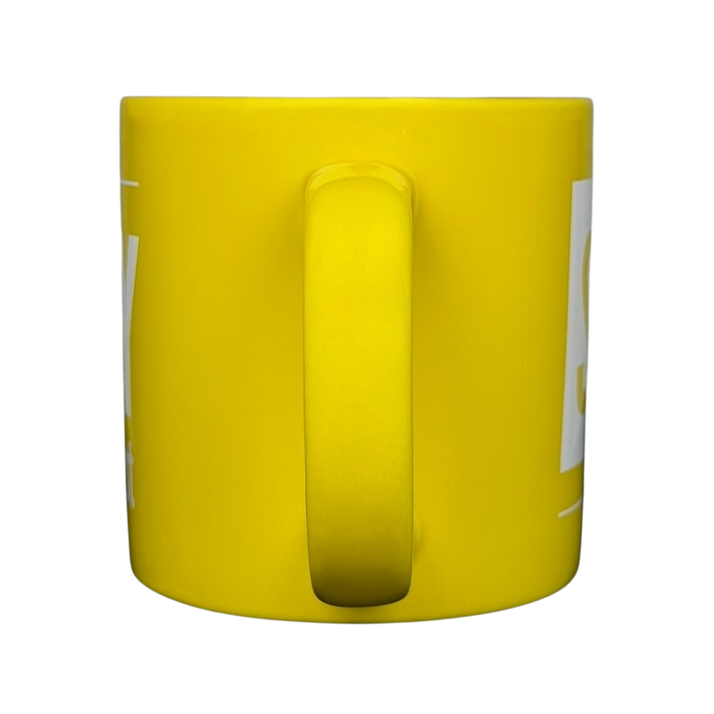 Bright yellow NBC Sunday TODAY Willie Geist collectible yellow mug with a glossy finish