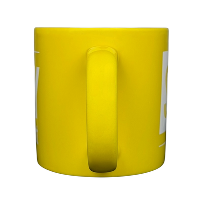 Bright yellow NBC Sunday TODAY Willie Geist collectible yellow mug with a glossy finish