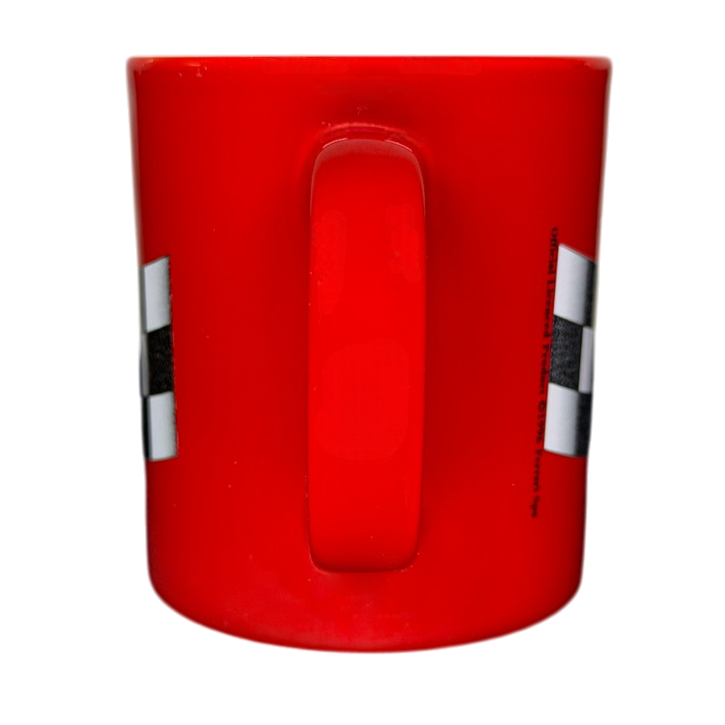 Red Staffordshire Official Ferrari Licensed Racing Vintage Mug with checkered pattern design
