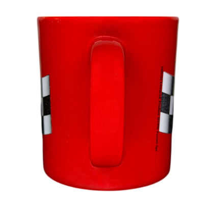 Red Staffordshire Official Ferrari Licensed Racing Vintage Mug with checkered pattern design