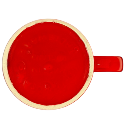 Top view of Official Ferrari Licensed Racing Vintage Mug in bright red with a classic design
