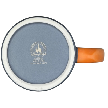 Bottom view of Oswald The Lucky Rabbit Disneyland Resort Mug with orange handle and Disney logo