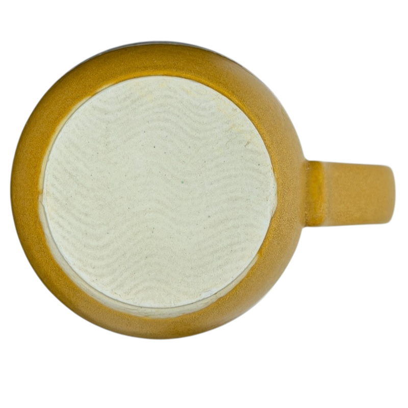 Bottom view of Otagiri butterflies tankard vintage mug showcasing its smooth ceramic finish