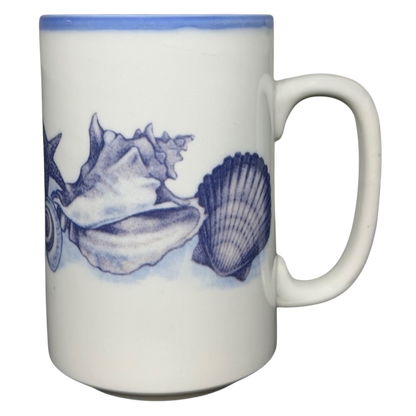 Coastal Seashell Sketch vintage Mug Otagiri featuring intricate seashell designs in soft colors