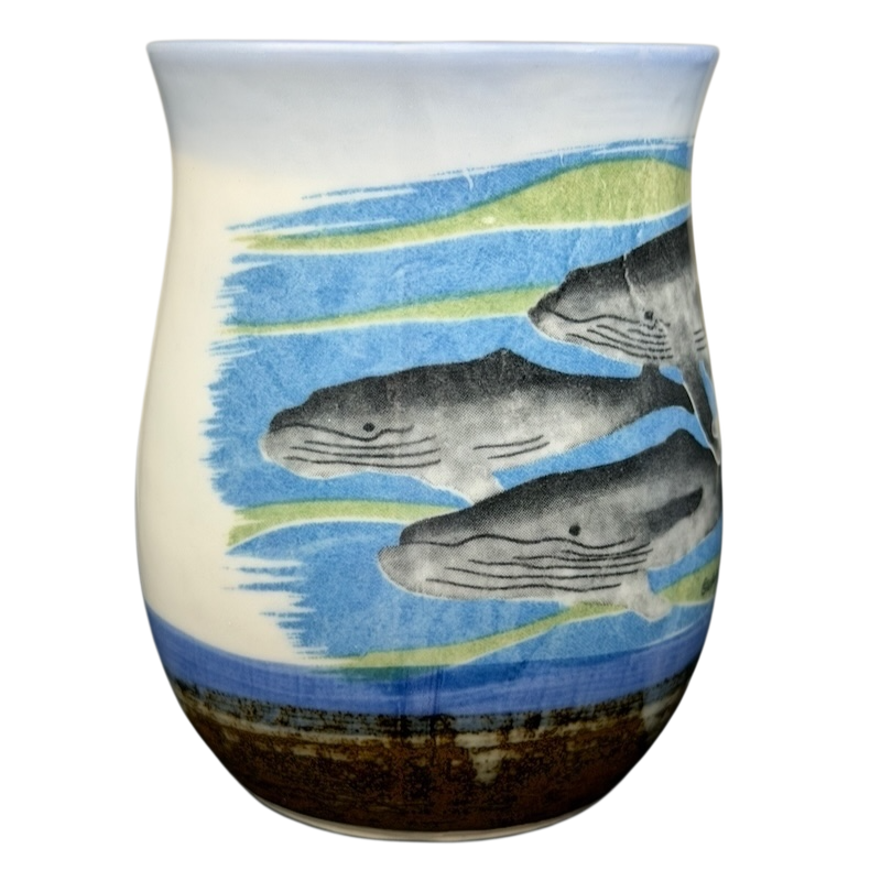 Otagiri humpback whale vintage mug featuring beautiful whale graphics and ocean colors