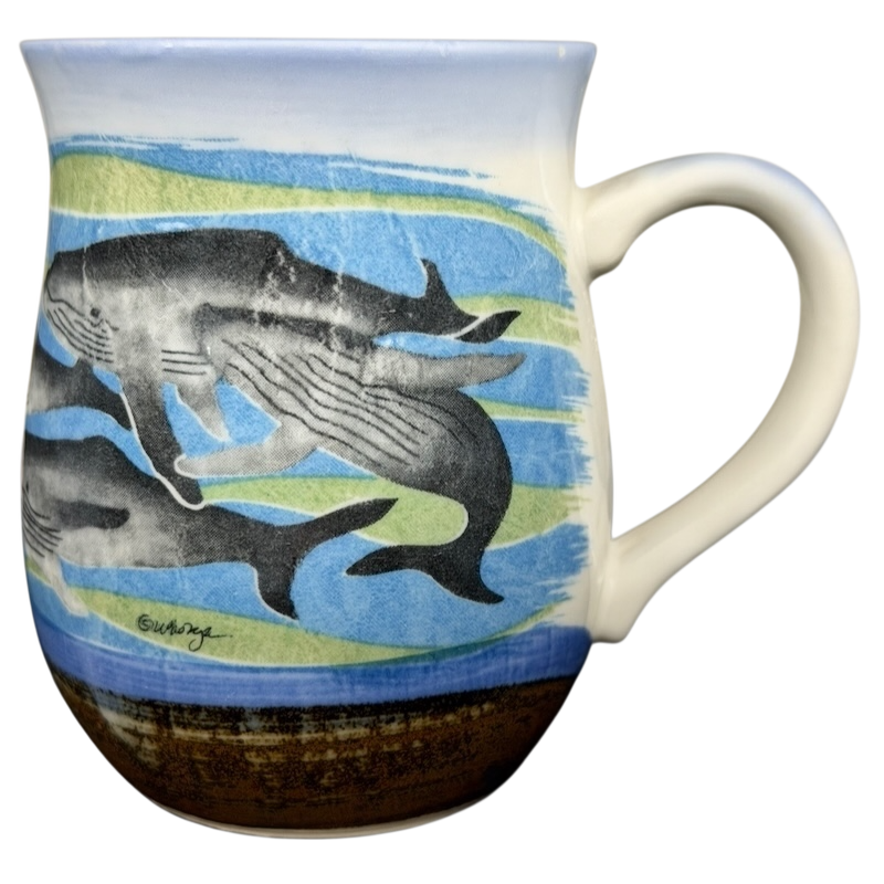 Otagiri humpback whale vintage mug featuring colorful whale designs and a classic shape